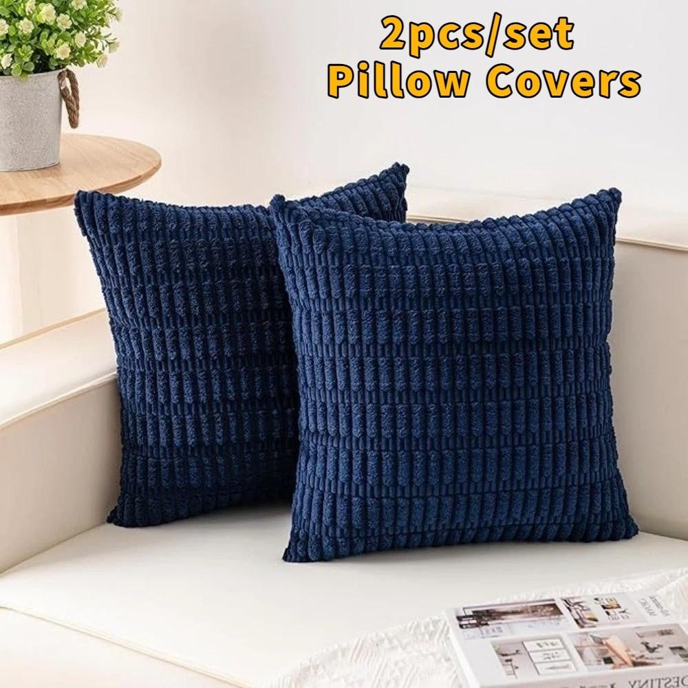 2 pieces/set Velvet Texture Corduroy Pillowcase Soft Ribbed Velvet Cover Throw Pillow Living Room