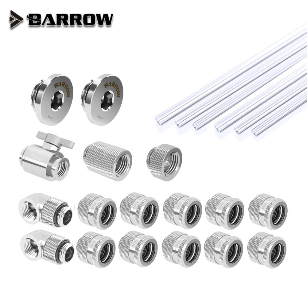 Barrow OD12/14/16mm Hard Tube Fitting Kit Brass Metal Connector G1/4'' Adapters Compression + 90 Degree Fitting + Water Plug