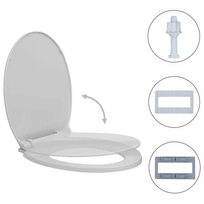 VidaXL Siège de toilette à fermeture en douceur Gris clair Ovale