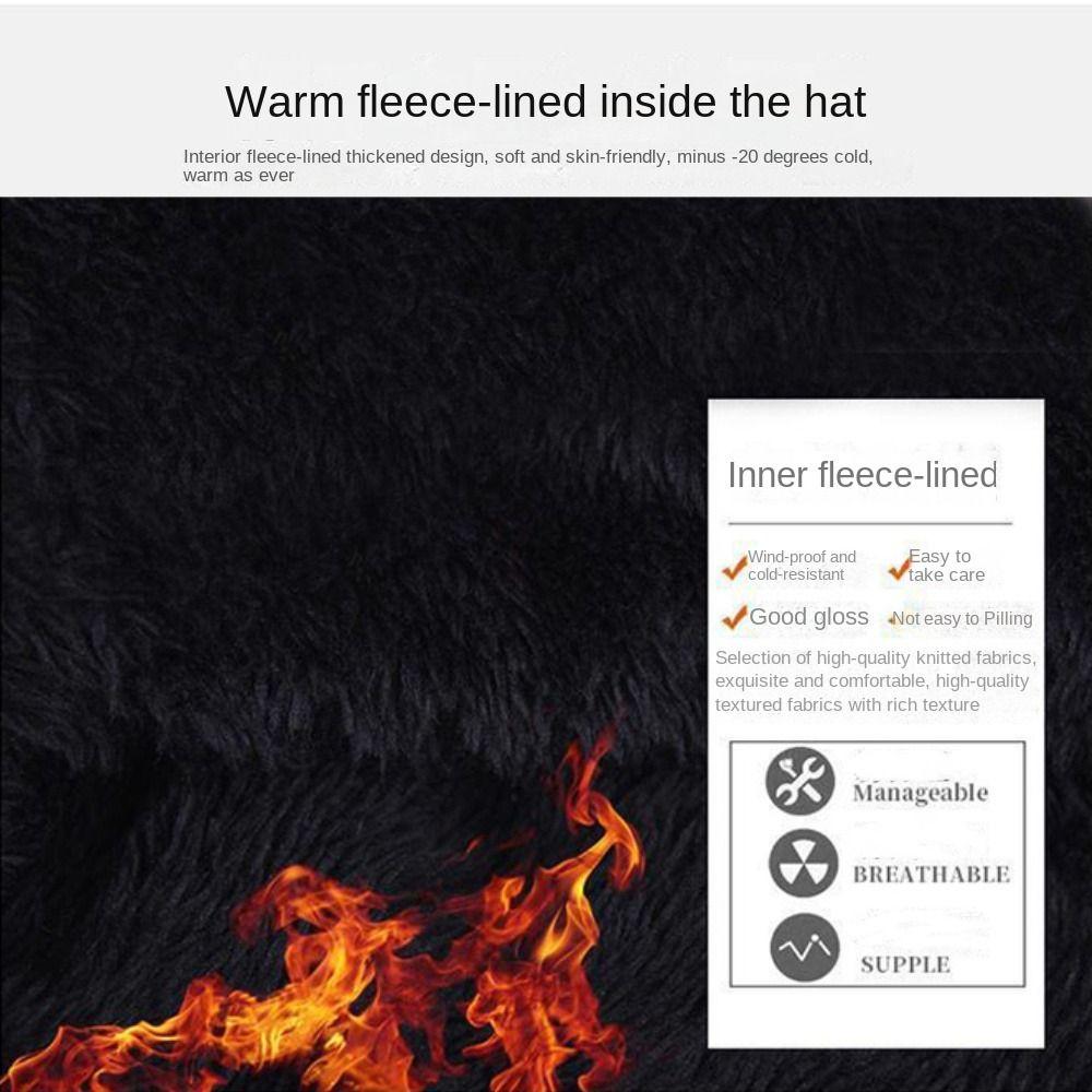 Thicken Plus Velvet Scarf Warm Knit Hat Cold-proof Neck Cover Solid Color Beanies Caps  Mens Womens