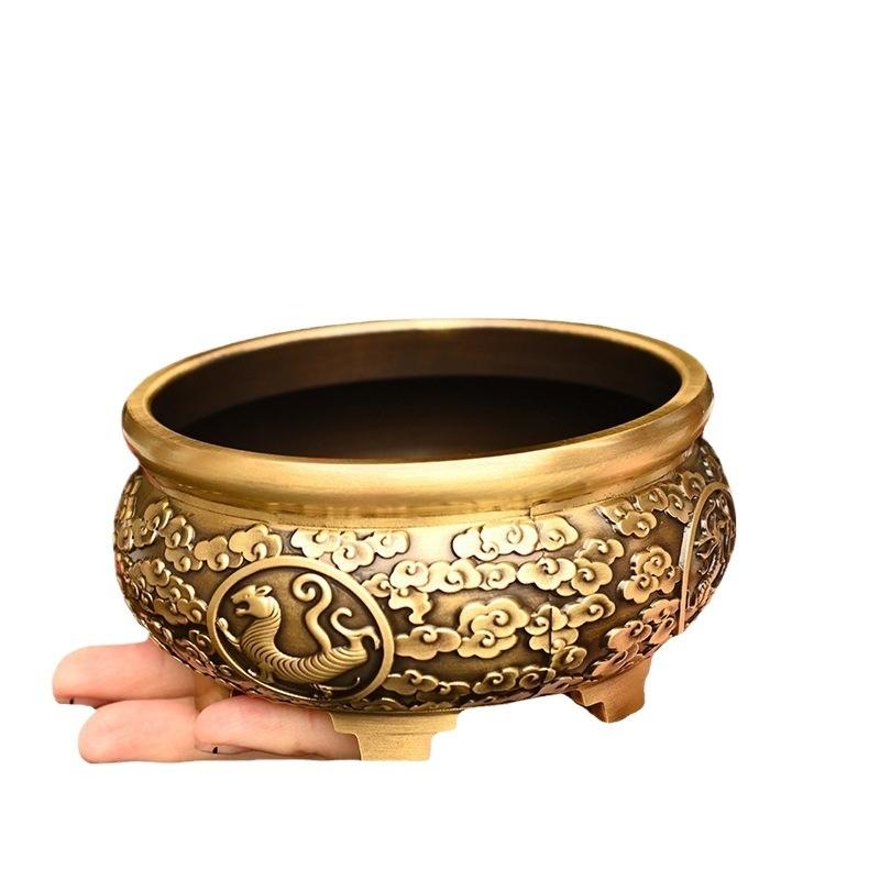 incense burner, cauldron, brass vessel with the twelve zodiac signs, green dragon, white tiger, black stone, red pho