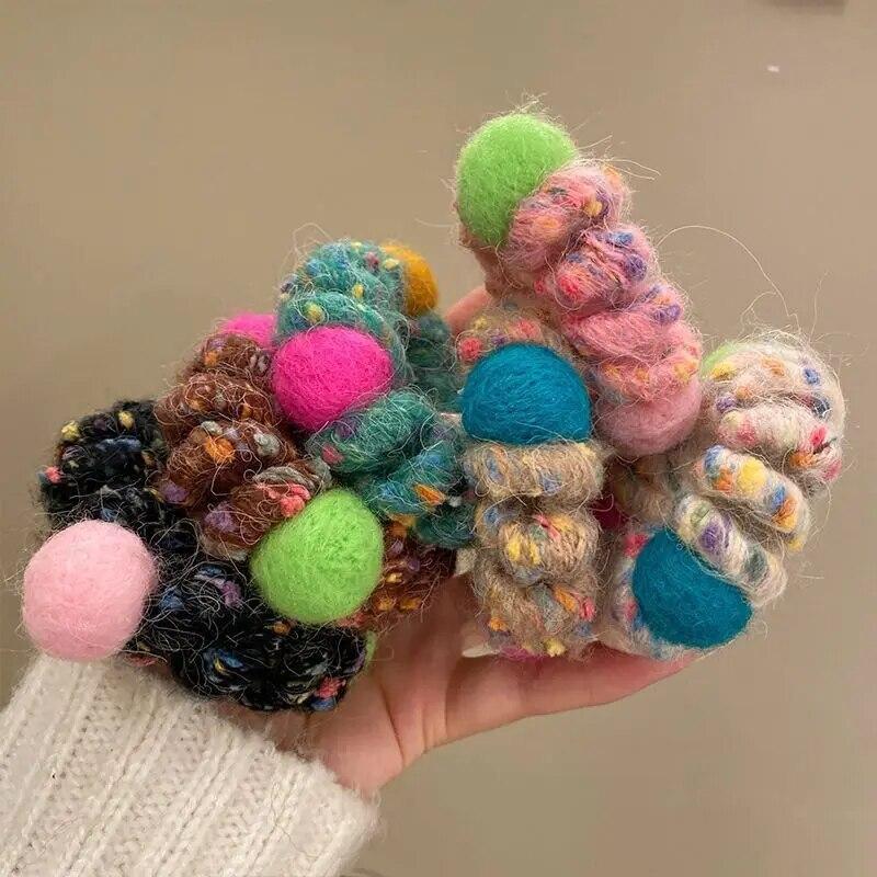 Trendy Plush Telephone Wire Elastic Hair Bands Scrunchies Sweet Colorful Hair Ropes Rubber Bands For Women Hair Accessories Gift