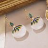 Trendy Chinese-Style Zircon Enamel Earrings for Women — Versatile High-End Summer Ear Hooks