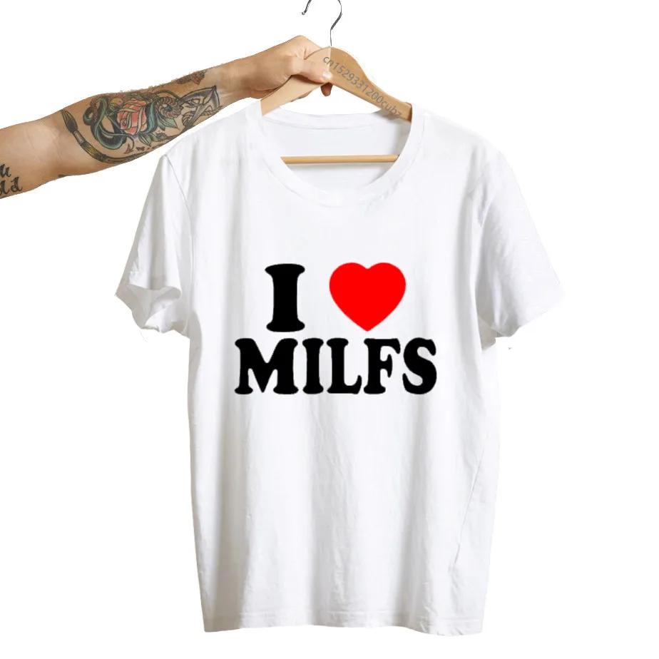 

I Love MILFS I Heart Hot Moms Printed Tshirts Women Cotton Short Sleeve Casual T Shirt Harajuku Fashion Tee Shirts 4XL