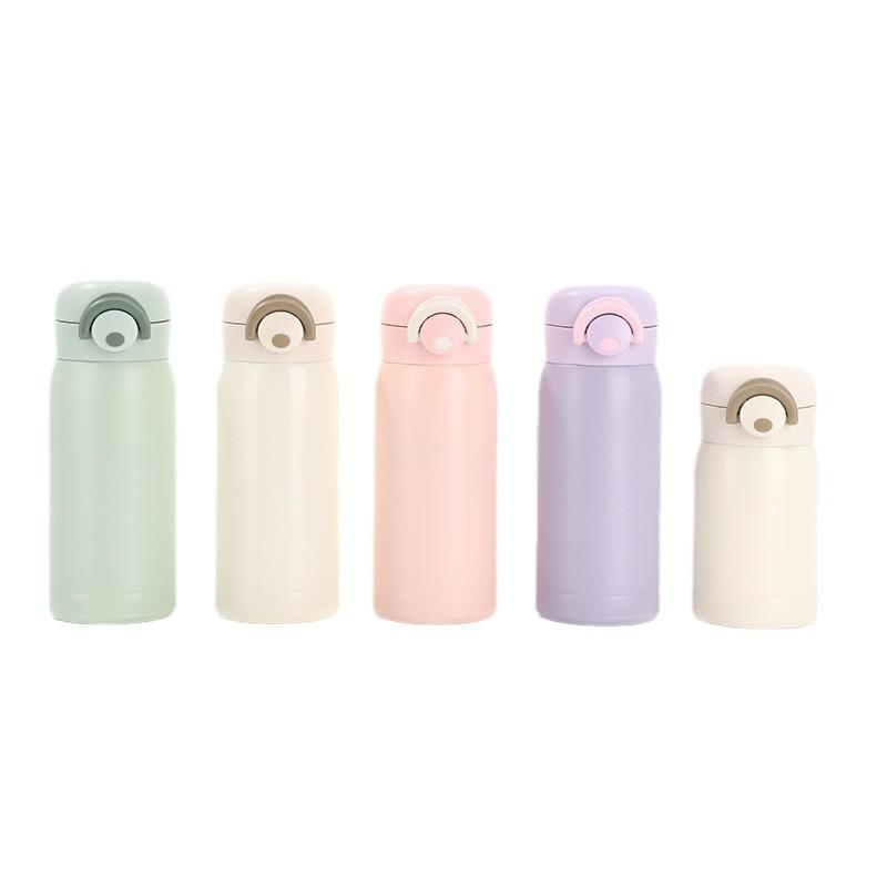Macaron-Colored Pea Cup 304 Stainless Steel Double-Layer Vacuum Insulated Cup Compact Portable Bounce Cup for Students