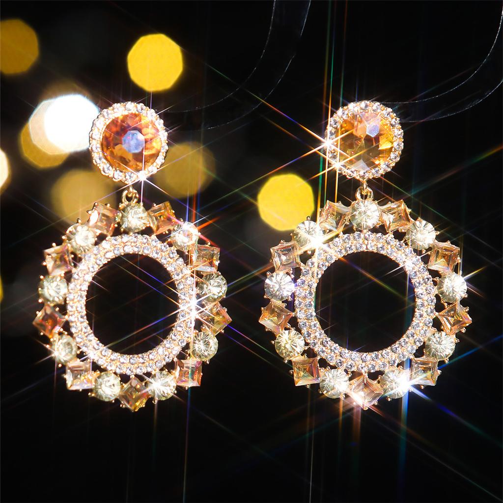 Stylish Shiny Glass Rhinestone Earrings