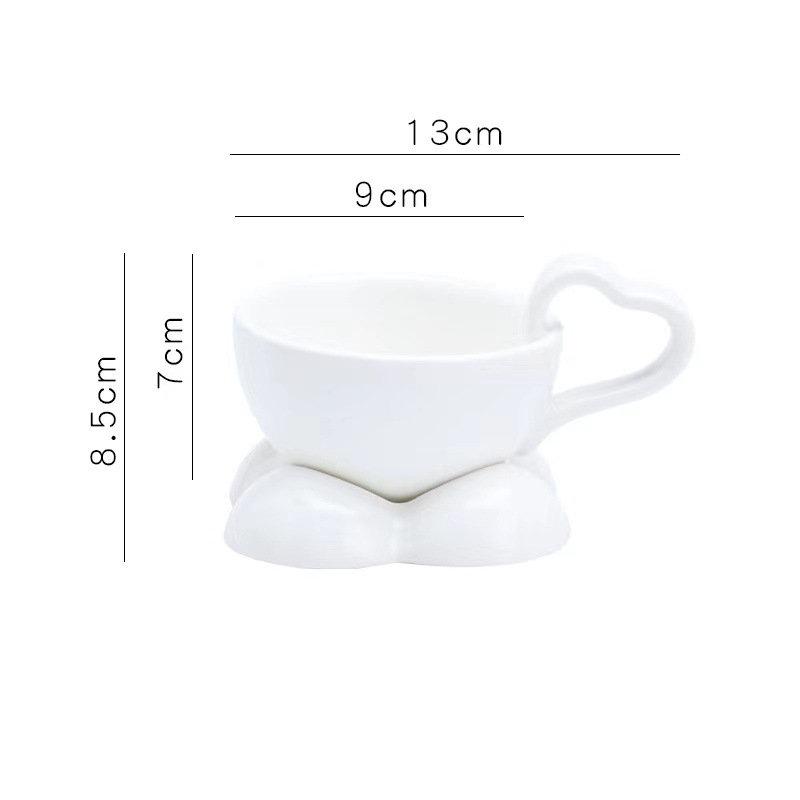 

160ML Cartoon Ceramic Coffee Cup with Saucer Espresso Mug for Girls Kids with Handle Breakfast Milk Tea Table Decor 101-200ml белый