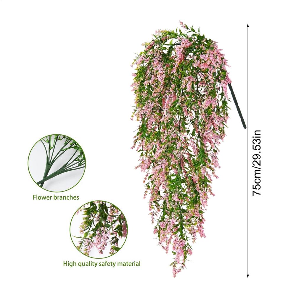 Patio Artificial Flowers 2-Pieces Outdoor Trailing Vines Artificial Cascading Flowers for Home Apartment Farmhouse Garden Patio