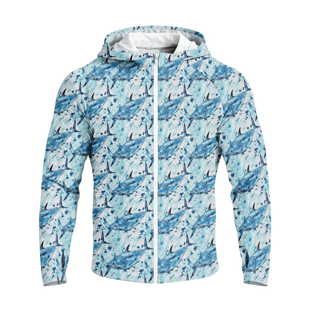Men's Sun Jacket with Hood - Long Sleeve Raglan Camouflage Print, Casual Summer Outdoor Jacket
