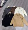 Korean Style Small Horse Embroidery Half-Zip Lapel Pullover Knitwear for Women