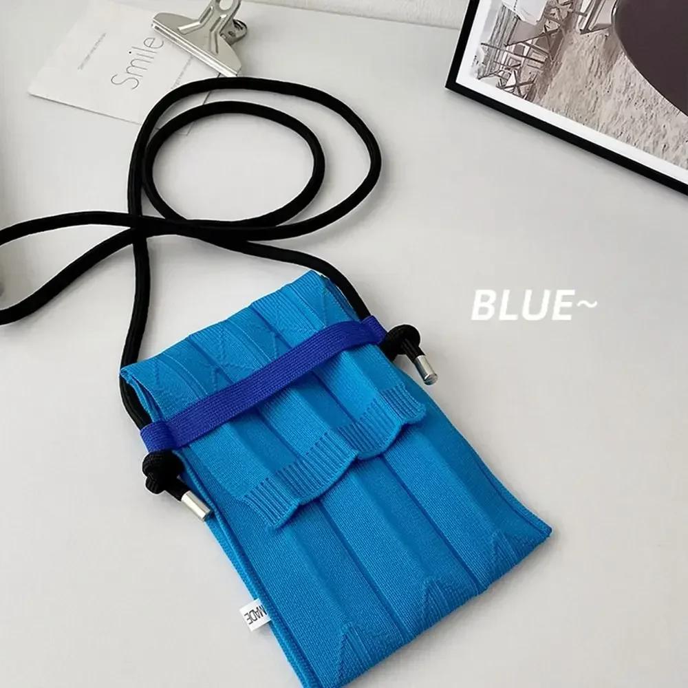 Coin Purse Small Messenger Bag Organ Pleated Knitting Female Handbag Mobile Phone Bag Crossbody Bags Women Shoulder Bag