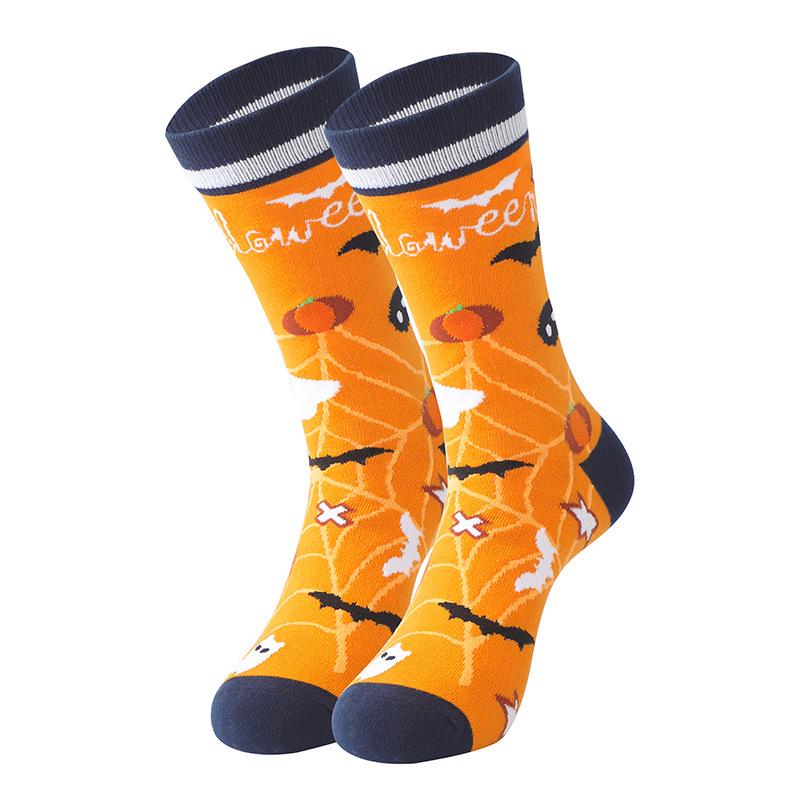 Halloween Pumpkin Mid-Calf Socks - Unisex Casual Cotton for European & American Festivities