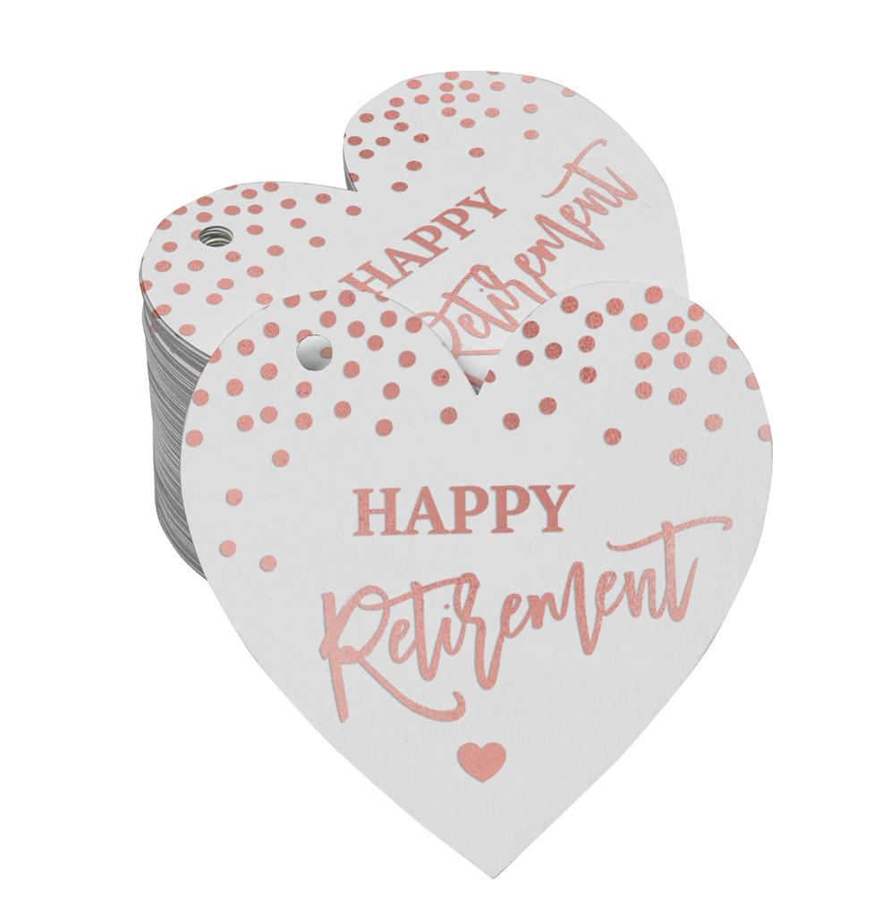 Inkdotpot Silver Foil Paper Hang Tag Happy Retirement Favor Tag 100 Pieces
