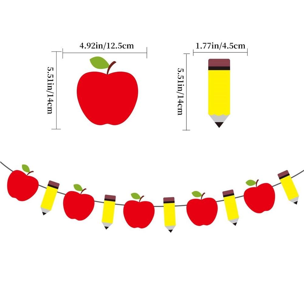    2 Sets Back-to-School Banner Party Flags – Colorful Pencil & Apple Hanging Decorations For Classroom, School Celebrations, Bulletin Boards         