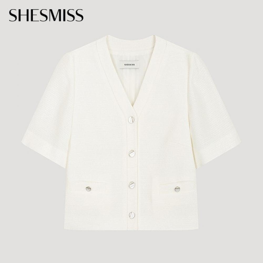 

She S miSS Блестящий твидовый пиджак с V-образным вырезом Swwjko22050 iV Ivory/55