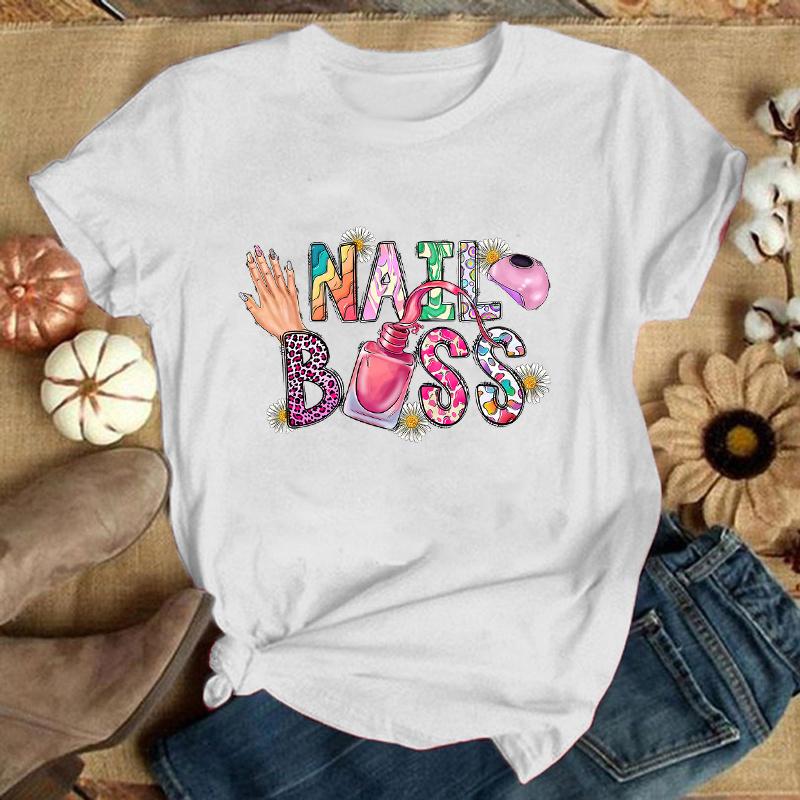 New Manicurist Letter Printed T-Shirts For Unisex Summer Tee Shirt Men Casual Short Sleeve Round Neck Tops T-Shirts(Premium Tops