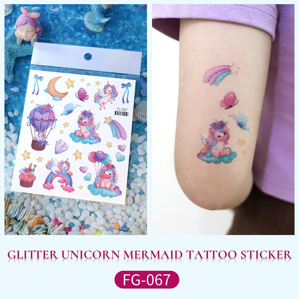 Children's Glitter Mermaid & Unicorn Waterproof Tattoo Stickers