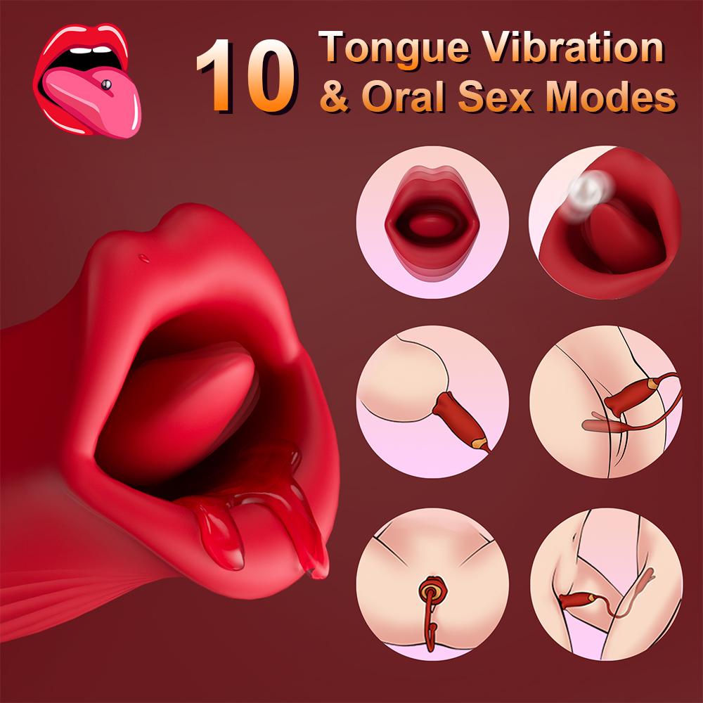 Touchhoney Patting Vibrator for kvinner med tunge slikker brystvorten Oral Suger Klitoris Stimulator G Spot Voksne Varer Sexleketøy