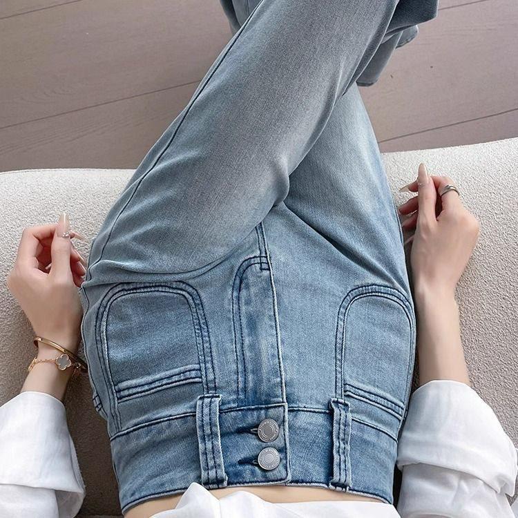 Women's Spring High-Waist Light Color Flare Jeans - Slimming Stretch Design