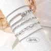 5Pcs Stackable Gold Chain Bracelet Set Mixed Thick Curb Box Snake Bead Link Minimalist Layering Wrist Jewelry for Women
