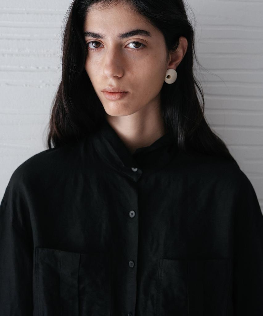 Beullaengkeulumumeon Raw Linen Pocket Shirt_Black