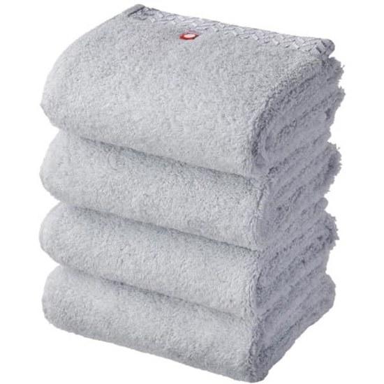 Imabari Towel Face Cotton 100 4-piece Set Ultra Thick Premium High-Quality Long Pile Soft Twist Yarn Gray Fluffy Quick-Dry Instant Absorption Made