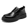 New leather shoes men's black low-top British style tooling boots platform-soled fashion versatile casual trendy shoes fashion leather shoes