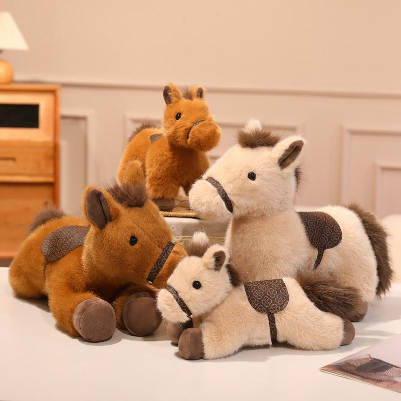 Simulated Lying Horse Plush Dolls Stuffed Animal Super Realistic Pony Plush Toys Classic Birthday Gift For Children