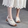 GKTINOO 2025 Spring/Summer New Genuine Leather Women's Shoes Hand Woven Hollow-out Breathable Low Heeled Sandals
