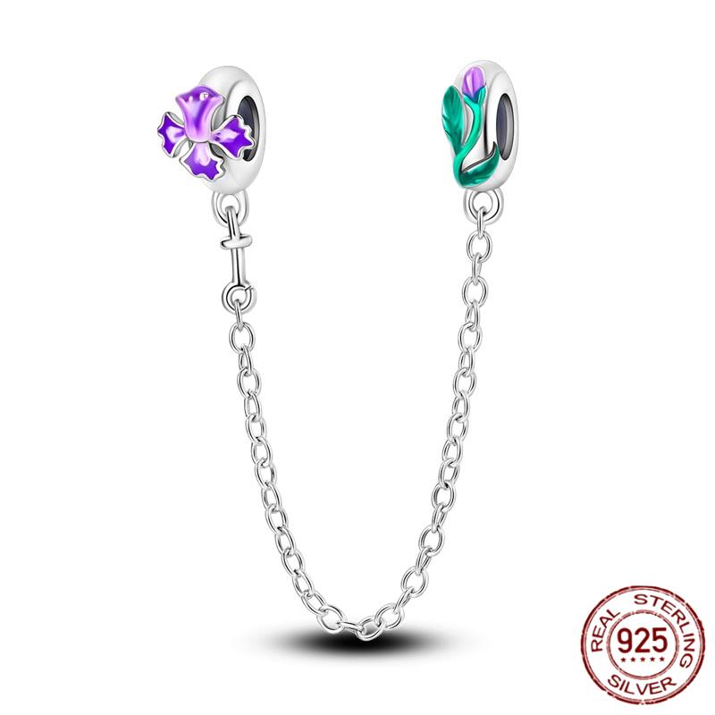 Breloque Chaîne de Sécurité Étoiles et Lune Trèfle à Quatre Feuilles en Cuivre pour Bracelet Authentique DoItYourself Bijoux Cadeaux