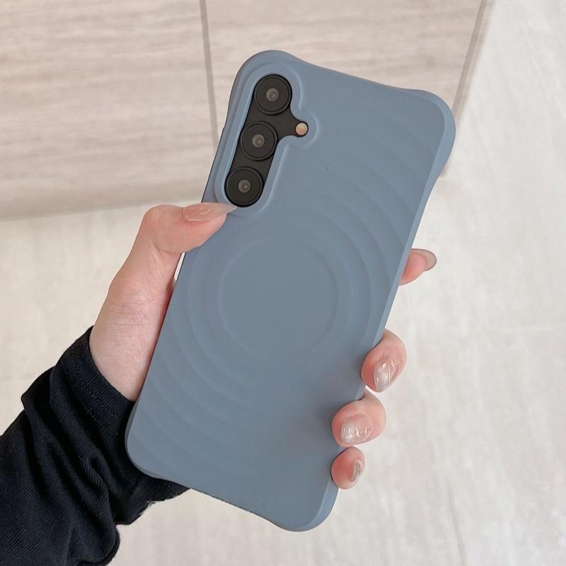 Luxury Water Ripple Liquid Silicone For MagSafe Wireless Charge Case For Samsung S25 S24 S23 Ultra Plus FE Soft Shockproof Cover