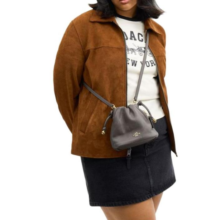 Coach 17 Brand Logo Sheepskin Shoulder Bag Small Women Shoulder Bag Gray CDB69-IMSLA