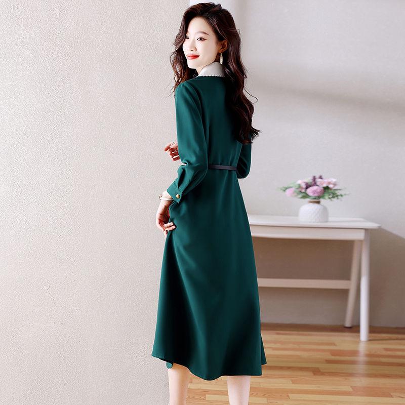 Women's Elegant Long-Sleeve Dress - 2023 Spring/Autumn Fashion, Slim Waist & Skirt.
