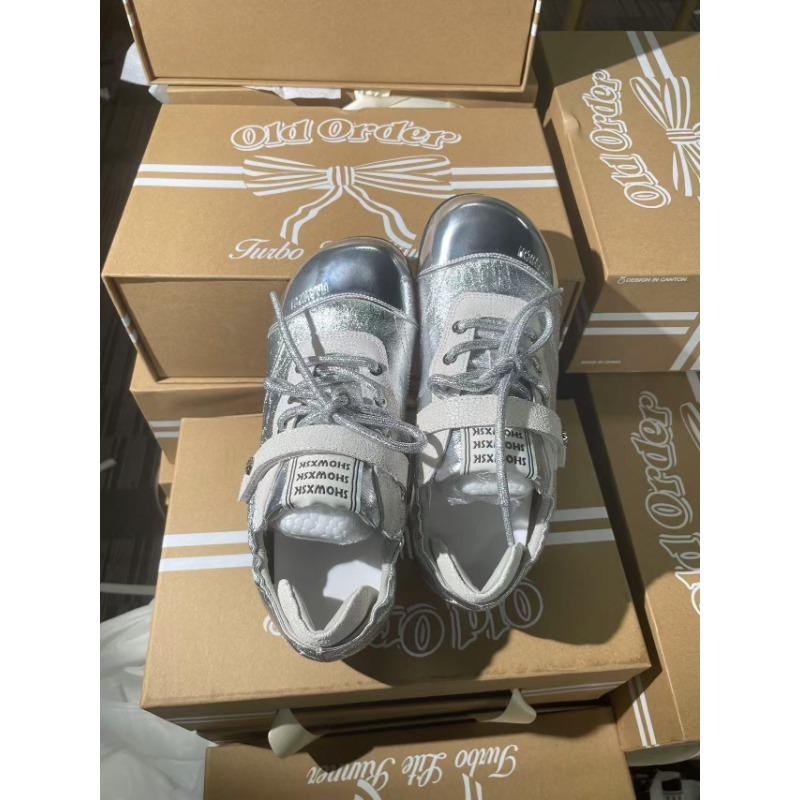 

Ballet silver women s summer new leather retro versatile casual sports Mary Jane single shoes 35 серебряный