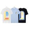 280g Double Yarn Cotton T-Shirt Couples Casablanca Castle Print Short Sleeve Round Neck Loose Fit