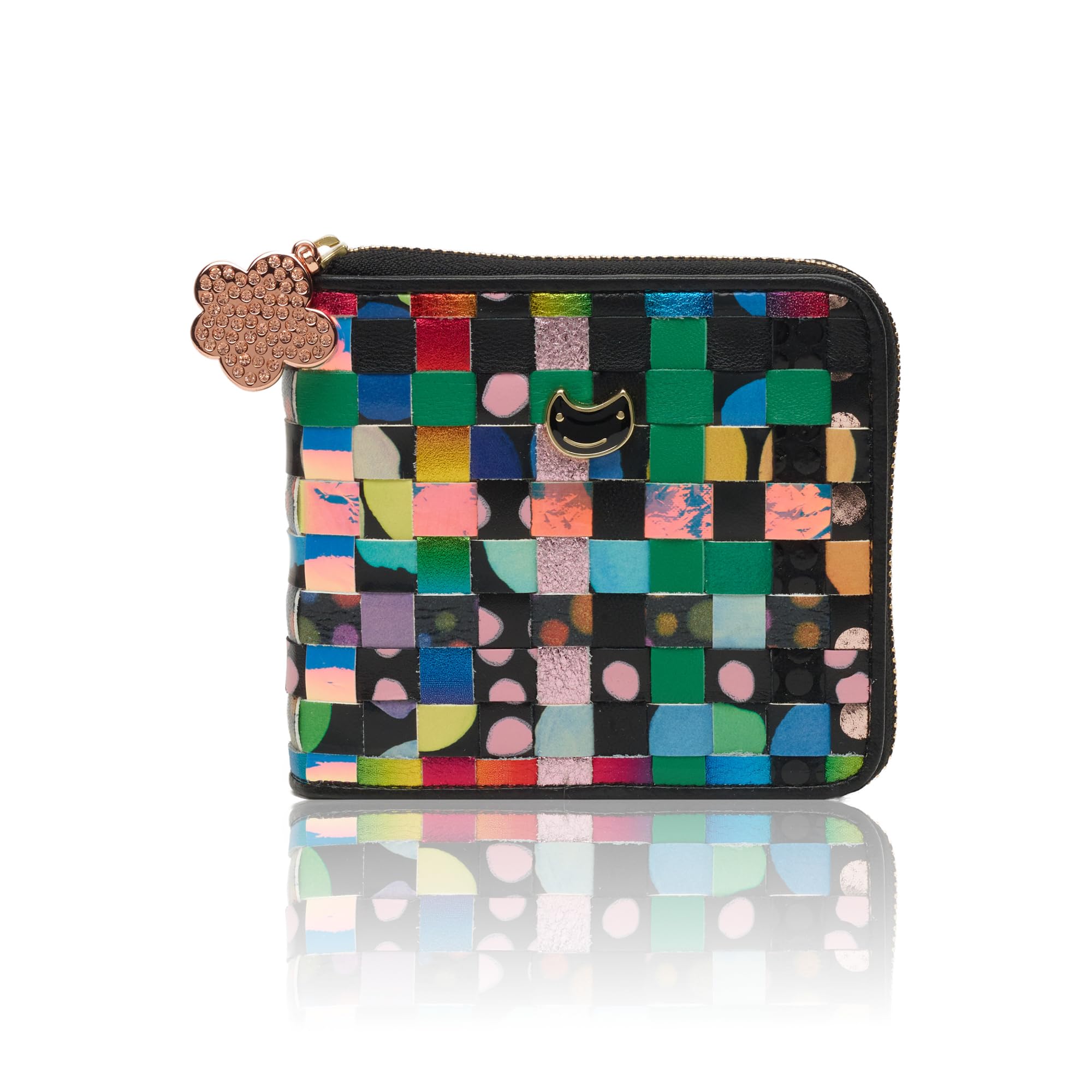 

Tsumori Chisato Eponekomesh Bifold Wallet, Black, Round Zipper, Bill Compartment