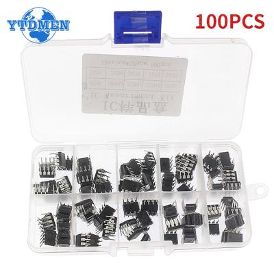 100PCS Integrated Circuit IC Chip Kit NE555 UC3842 UC3843 UC3845 24C02 24C04 24C08 24C16 24C32 24C64 DIP Electronics Kits