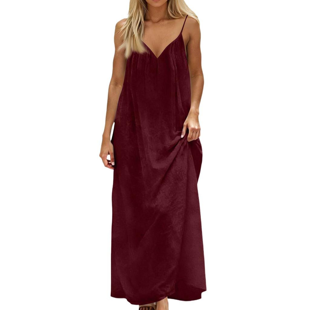 Women's Backless V-Neck Strapless Dress Backless Casual Dress
