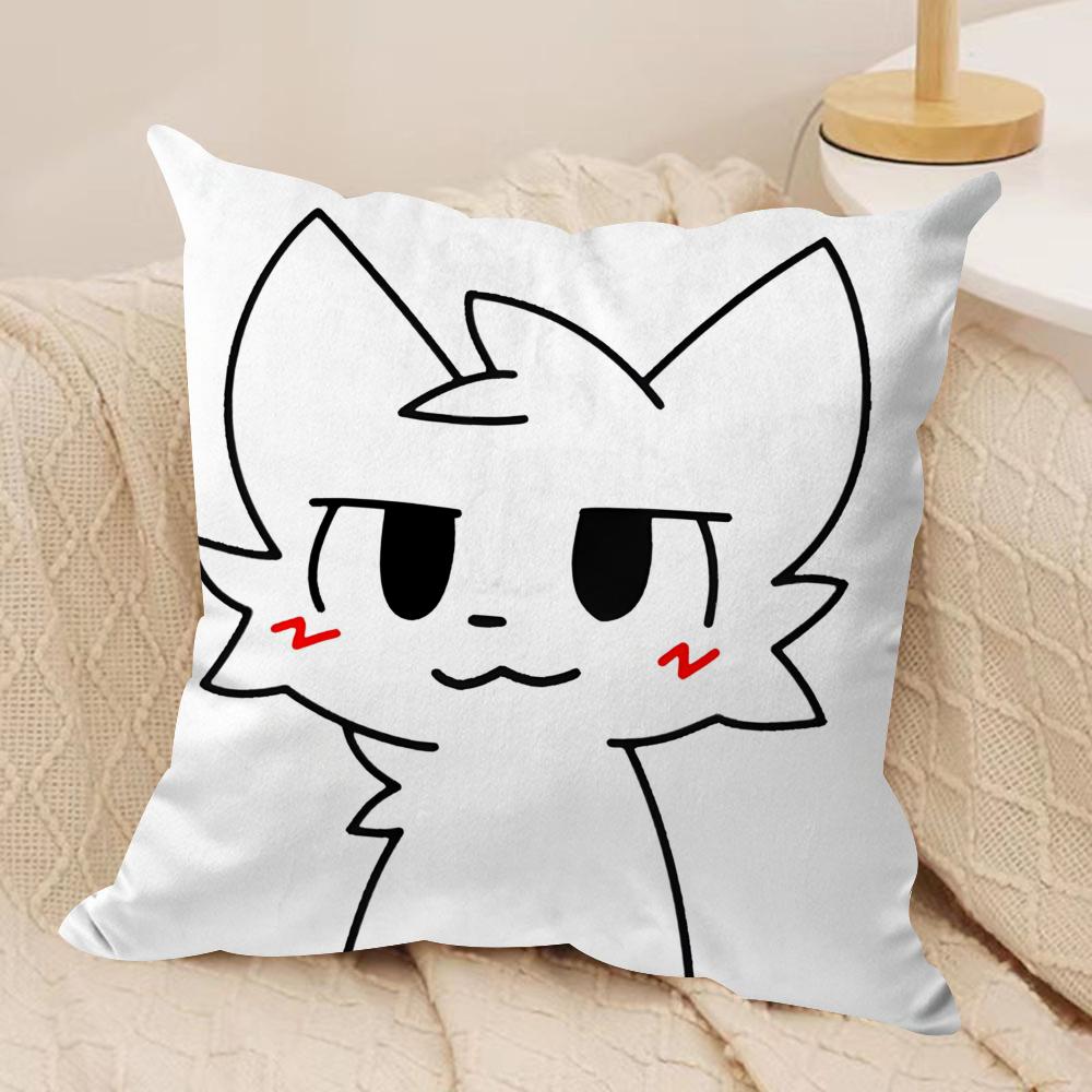 Anime Boykisser Silly Cat Cushion Cover Silky Short Plush DoubleSided Printed Pillow Case for Sofa All Seasons Home Decor Gift