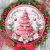 Wooden Pink Christmas Sign, Merry Christmas Round Ornament for Front Door Wall Hanging Decor, Ideal Christmas Gift