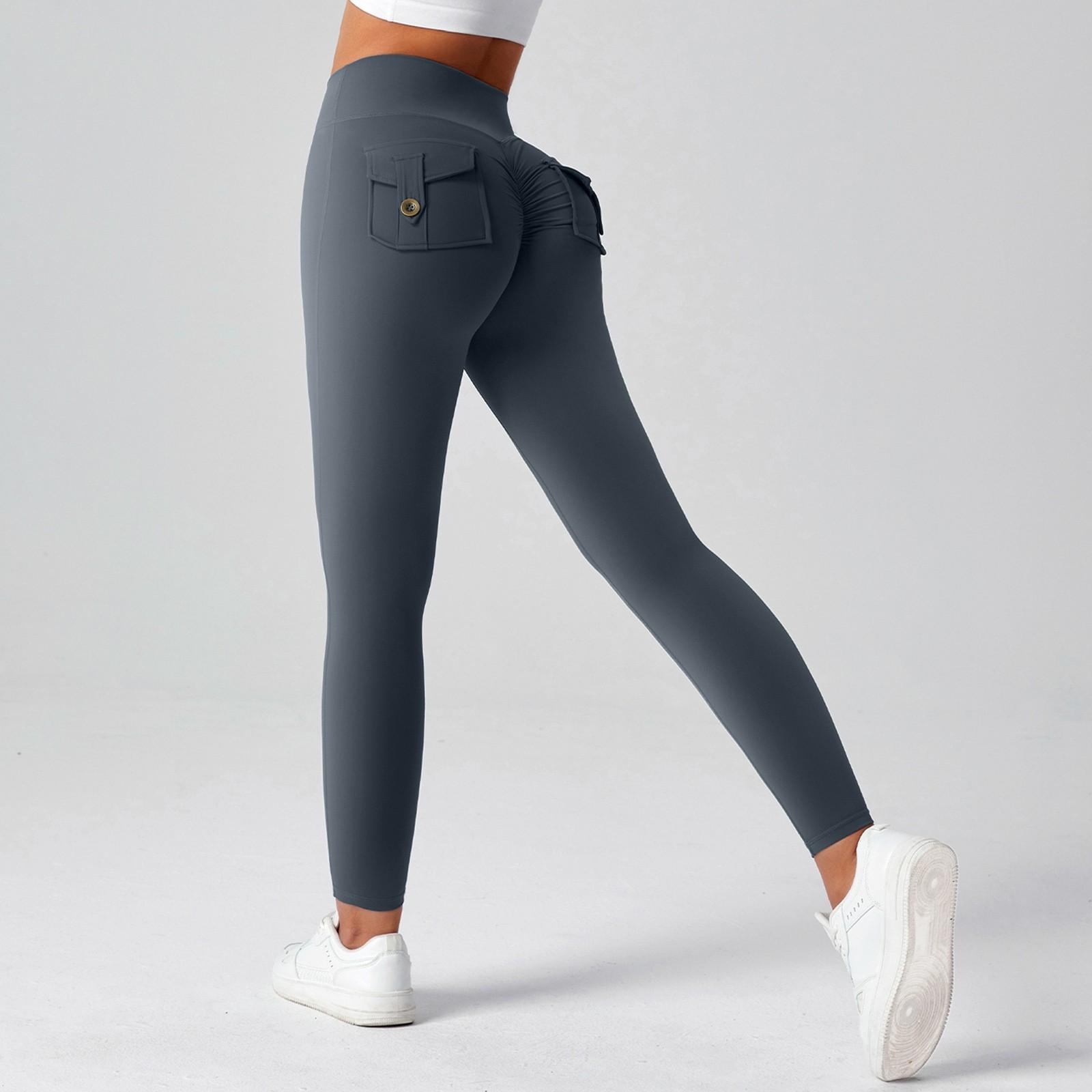 

Женские модные однотонные штаны для йоги с высокой талией, узкие спортивные штаны для фитнеса S циан