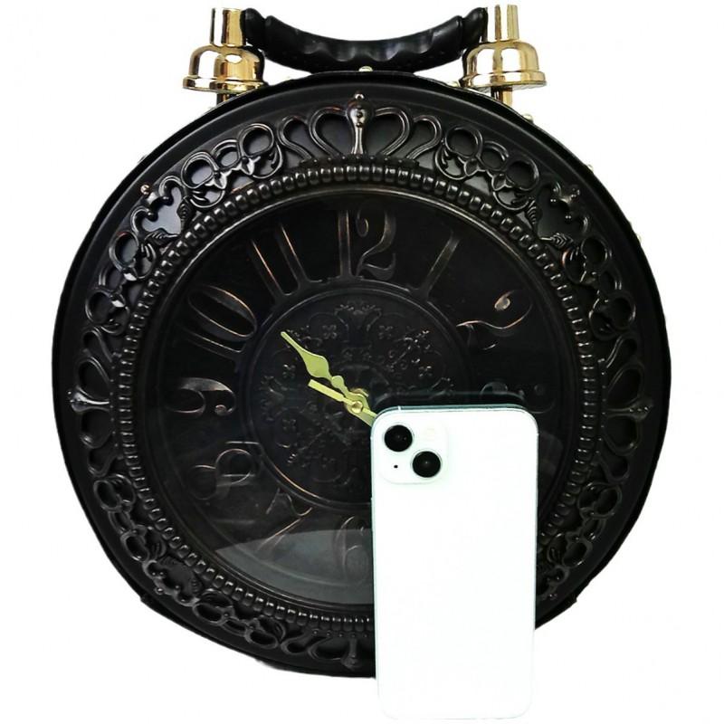 Retro Chic Round PU Handbag With Clock Face Design Womens Shoulder Crossbody Bag Daily Wear