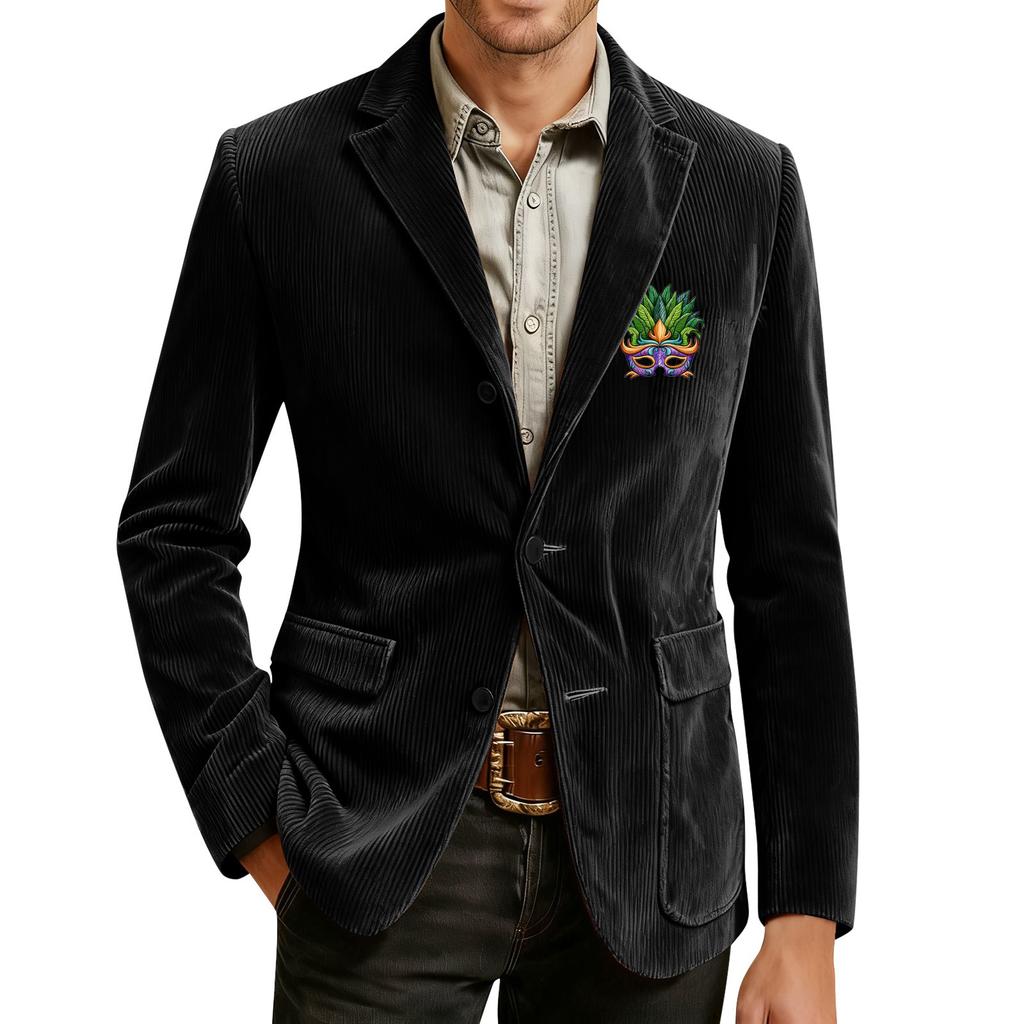 Men's Printed Corduroy Pocket Suit Jacket Cardigan Men's Casual Suit