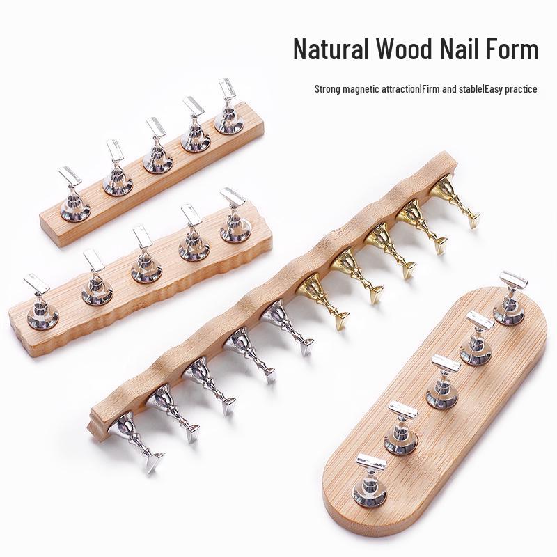 Solid Wood Magnetic Nail Art Holder for Beginners and Artists