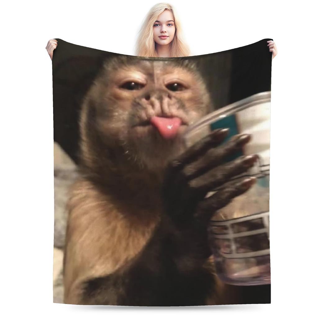 Funny Monkey Cartoon Gift Blanket For Men Women Super Soft Warm  Throw Blankets for Sofa 50x60 Inches Multi-size