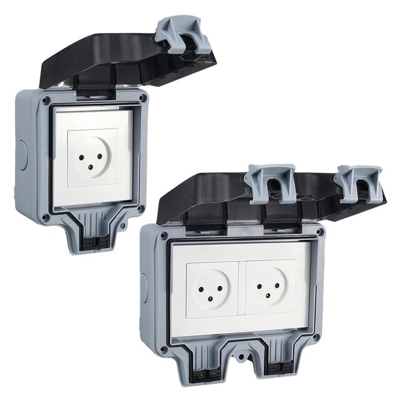 Israel Standard IP66 Waterproof Outdoor Socket, 3-Hole Double 86 Type & 146 Type Plug, Surface-Mounted Rainproof Socket