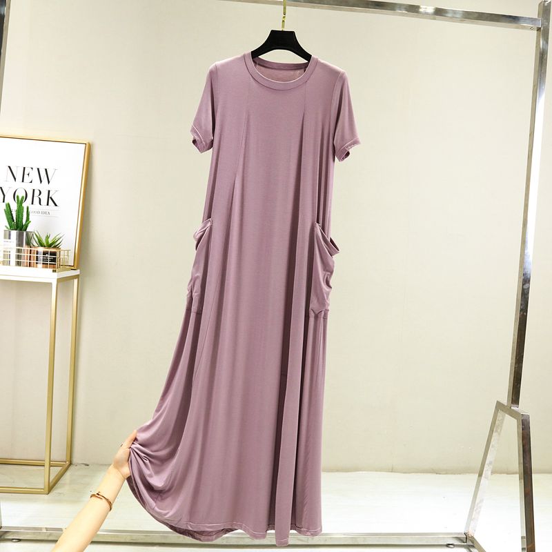 

Модальное Свободное Прилегающее Миди Длинное Платье Женское Летнее Тонкое Домашнее Спальное Комплект Большой Размер Нижнее Белье Базовое Платье TARO L (Recommendation 50.00 kg-60.00 kg