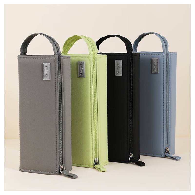 Canvas Large Capacity Pencil Case With Wide Opening For Students And Office Use