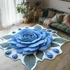 Floor Mat 3D Flower Pattern Water-Repellent Bathroom Rug with Anti-Slip Base High-Density Crystal Velvet Bath Mat