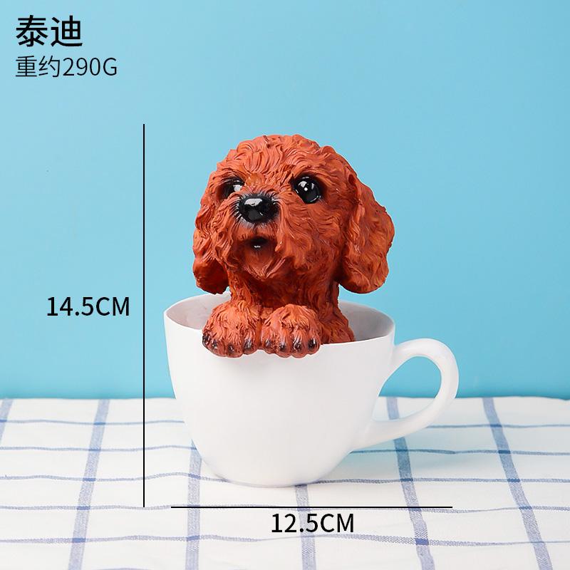 Home Decoration Cute Resin Dog Table Living Room Decoration Tea Cup Simulation Dog on Desk resin dog statues cute dog home deocr